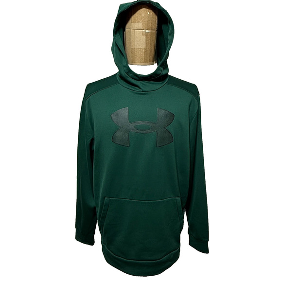 Under Armour Hoodie Mens XL Green Fleece Big Logo Pullover Sweatshirt Outdoors - Picture 6 of 11